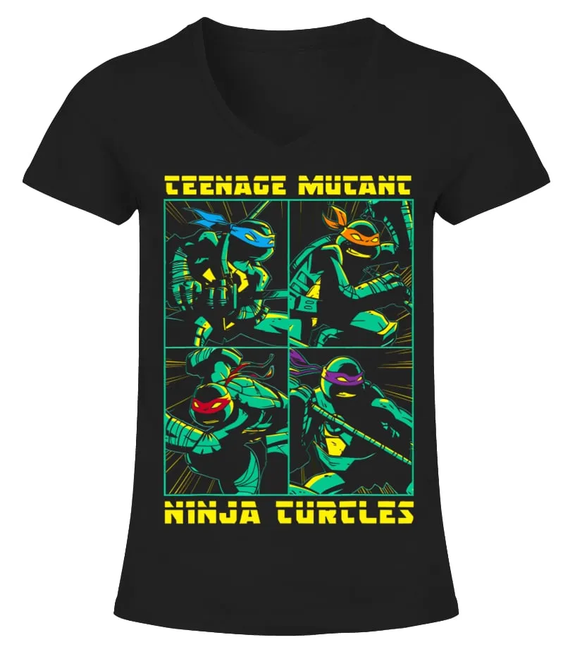 015. Teenage Mutant Ninja Turtles BK Camiseta cuello pico Mujer
