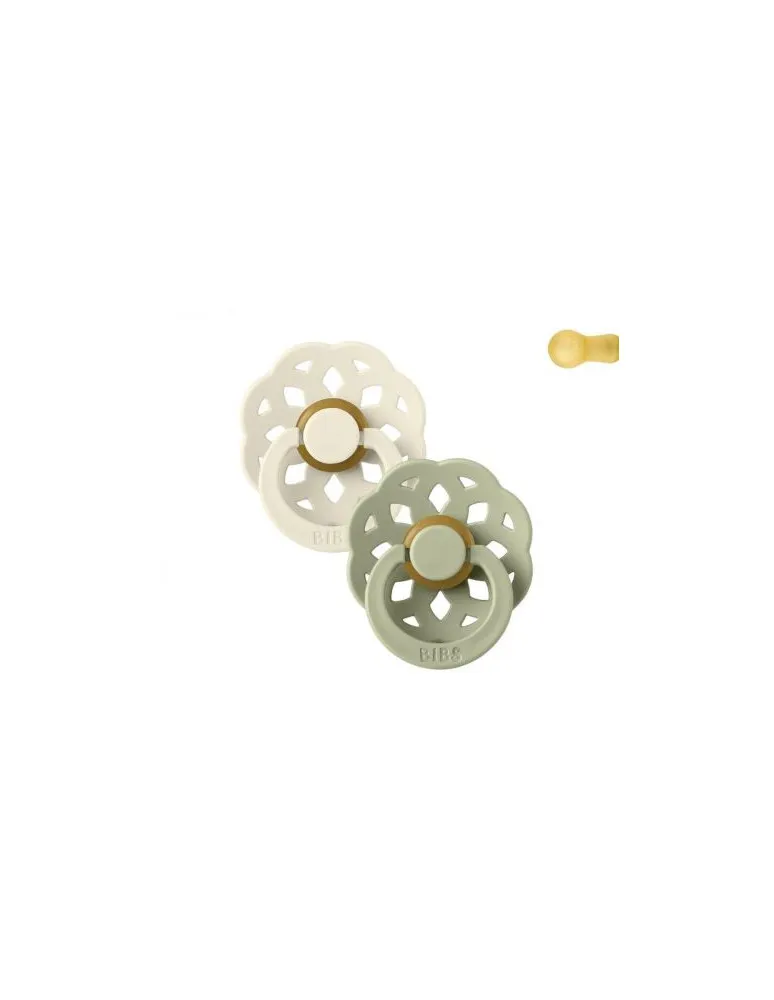 2 CHUPETES BIBS BOHEME IVORY/SAGE 06M