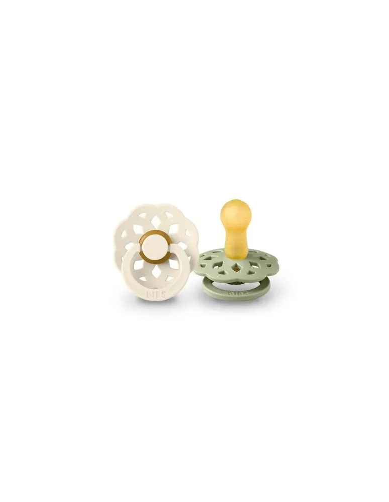 2 CHUPETES BIBS BOHEME IVORY/SAGE 06M