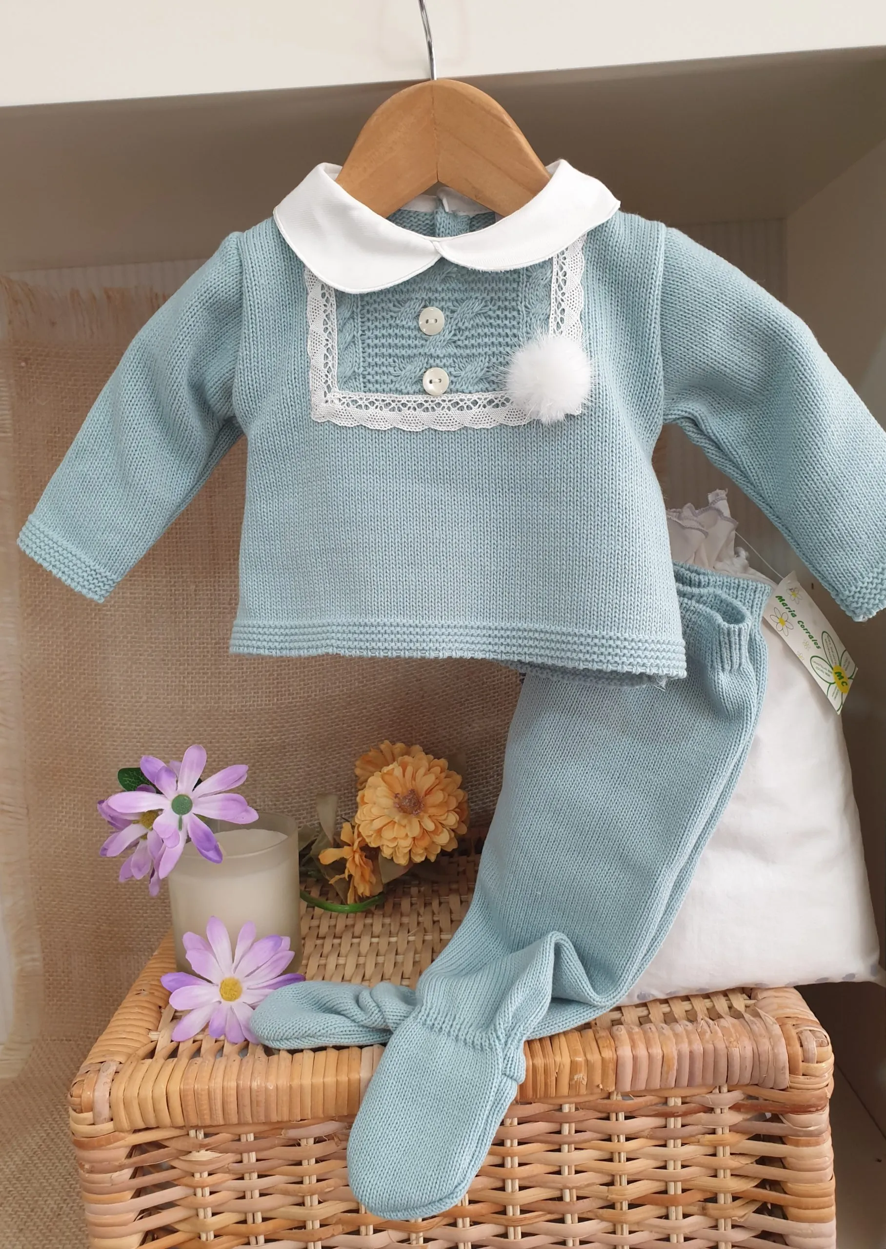 A Conjunto punto bebé polaina R091268 verde