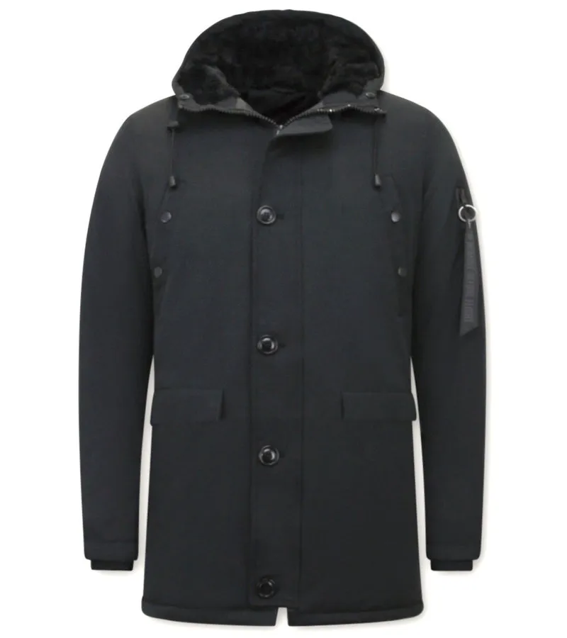 ABRIGOS DE INVIERNO PARA HOMBRE LARGOS  7103  NEGRO