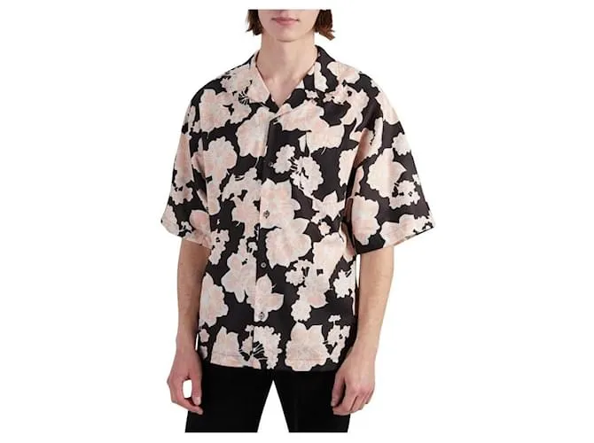 Alexander Mcqueen Camisa de moda de hombre McQ McQueen con estampado de flores Negro Multicolor 