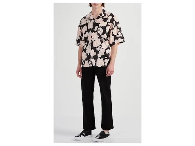 Alexander Mcqueen Camisa de moda de hombre McQ McQueen con estampado de flores Negro Multicolor 