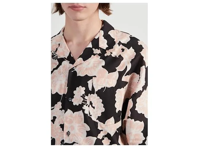 Alexander Mcqueen Camisa de moda de hombre McQ McQueen con estampado de flores Negro Multicolor 