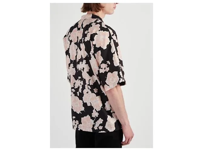Alexander Mcqueen Camisa de moda de hombre McQ McQueen con estampado de flores Negro Multicolor 