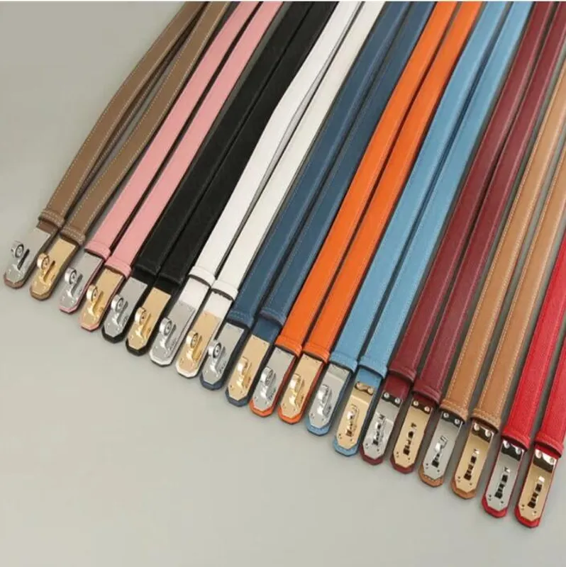 Ancho del cinturón de diseño de moda 1,8 cm Hebilla de bloqueo de cuero de lujo con suéter de vestido de cintura para la cintura