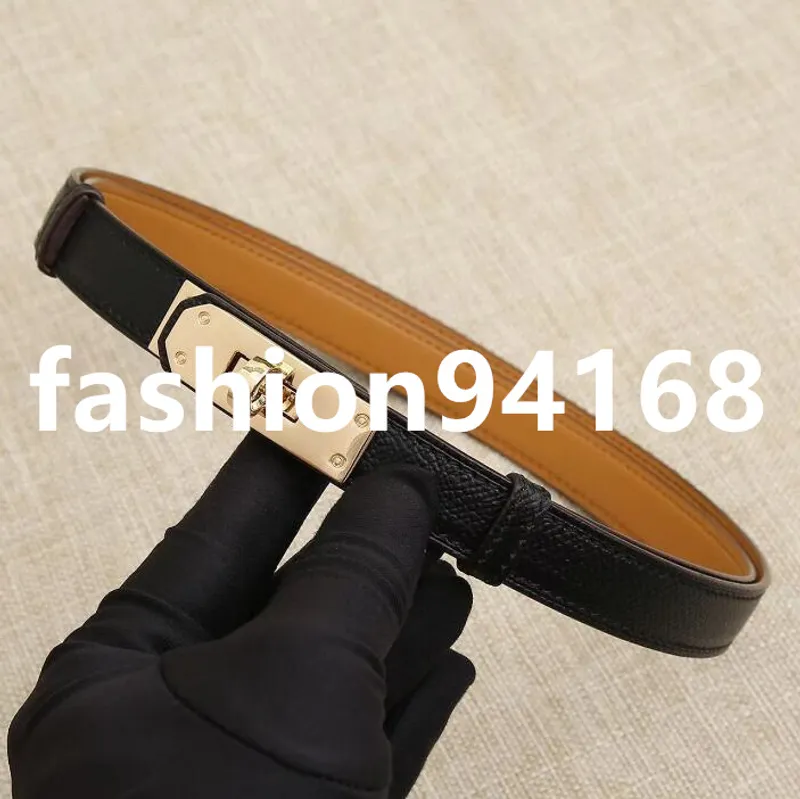 Ancho del cinturón de diseño de moda 1,8 cm Hebilla de bloqueo de cuero de lujo con suéter de vestido de cintura para la cintura
