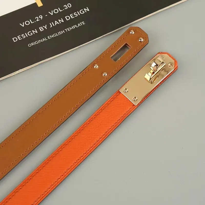 Ancho del cinturón de diseño de moda 1,8 cm Hebilla de bloqueo de cuero de lujo con suéter de vestido de cintura para la cintura