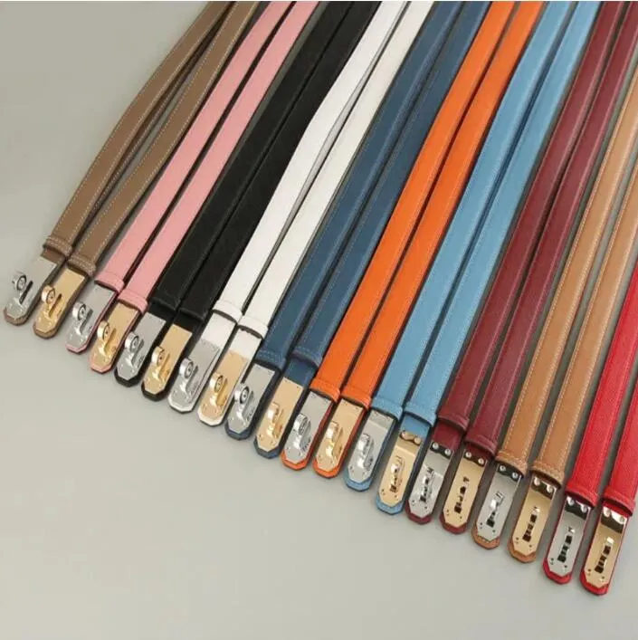 Ancho del cinturón de diseño de moda 1,8 cm Hebilla de bloqueo de cuero de lujo con suéter de vestido de cintura para la cintura
