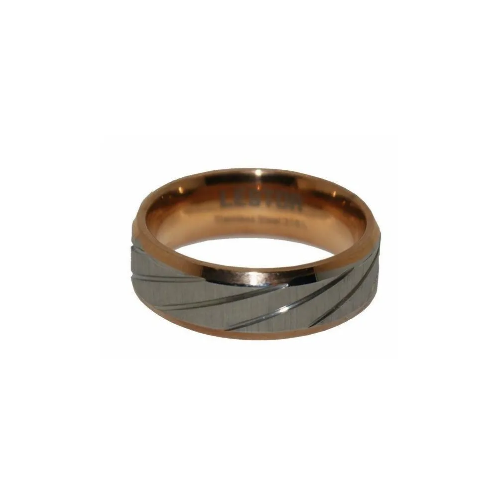 Anillo Lestor acero 316 L IP rose. Talla 27