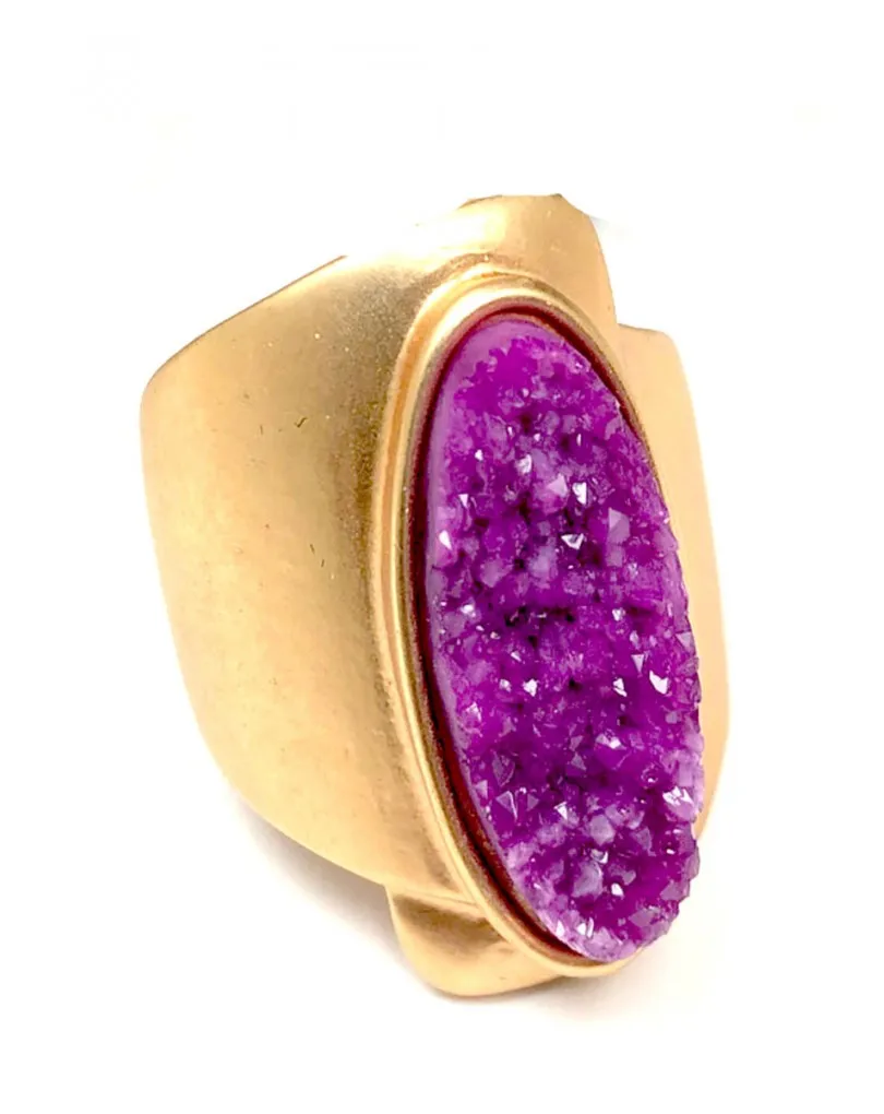 ANILLOS DE MUJER DORADOS CON PIEDRAS BUGAMBILIAS 
