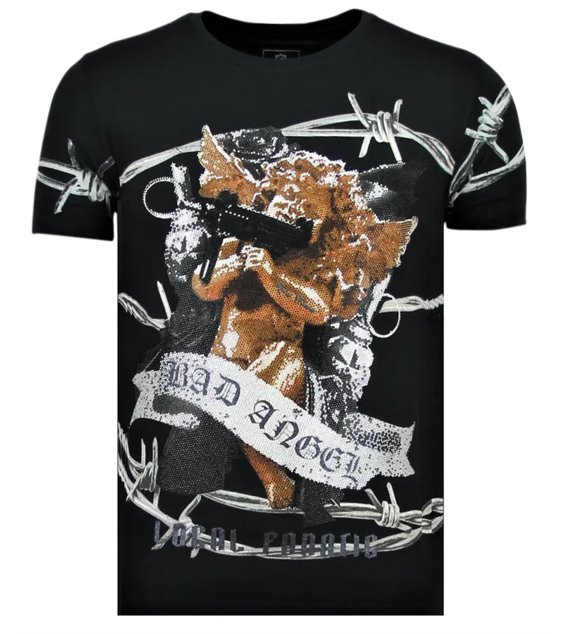 BAD ANGEL RHINESTONE  CAMISETA HOMBRE  6318N  NEGRO