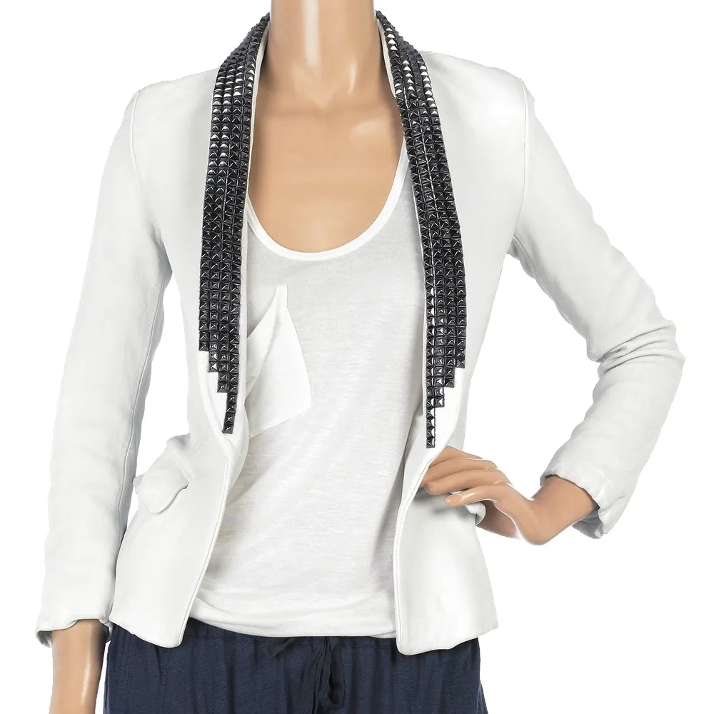 Balmain Chaqueta Piel Blanca T 36