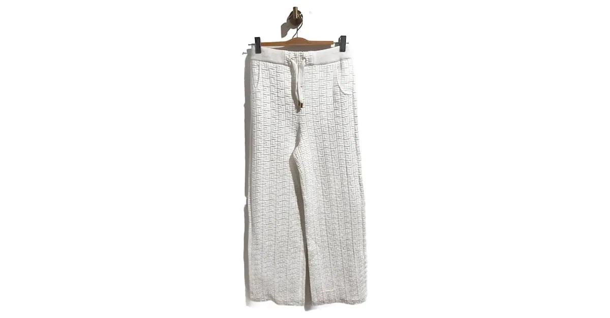 BALMAIN Pantalón T.fr 36 paño Blanco 