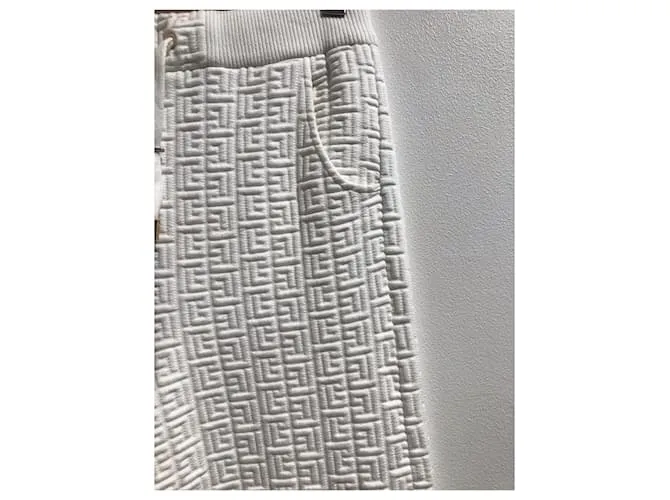 BALMAIN Pantalón T.fr 36 paño Blanco 