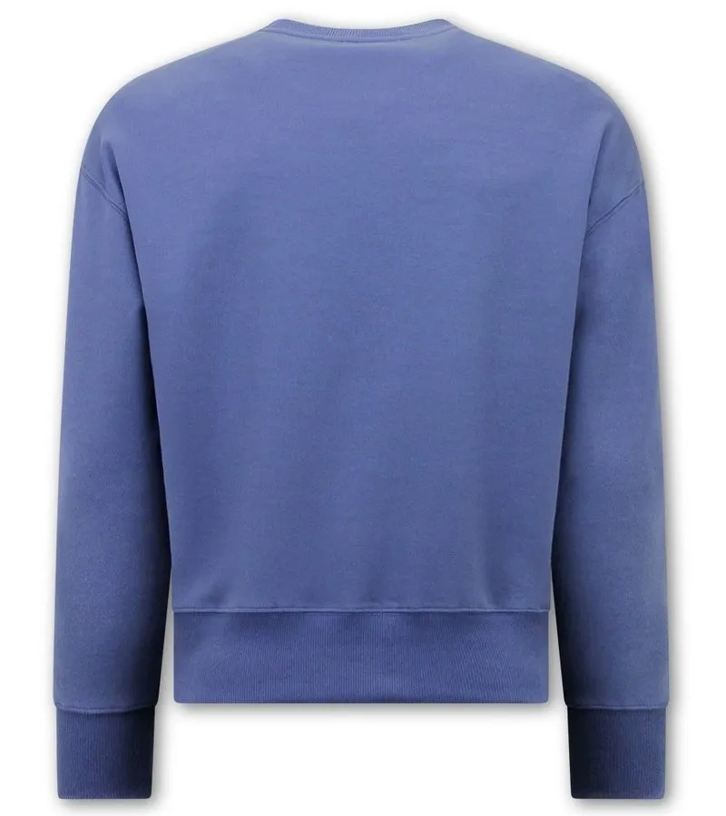 BASIC OVERSIZE FIT SWEATERS DE HOMBRE  F2589  AZUL