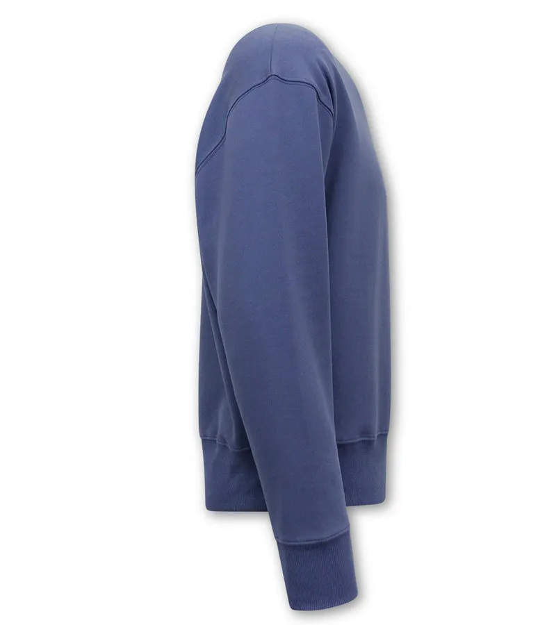 BASIC OVERSIZE FIT SWEATERS DE HOMBRE  F2589  AZUL