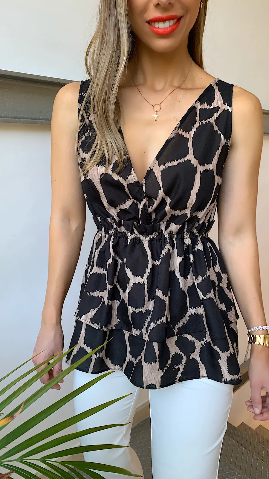 Blusa Animal Print Tirantes