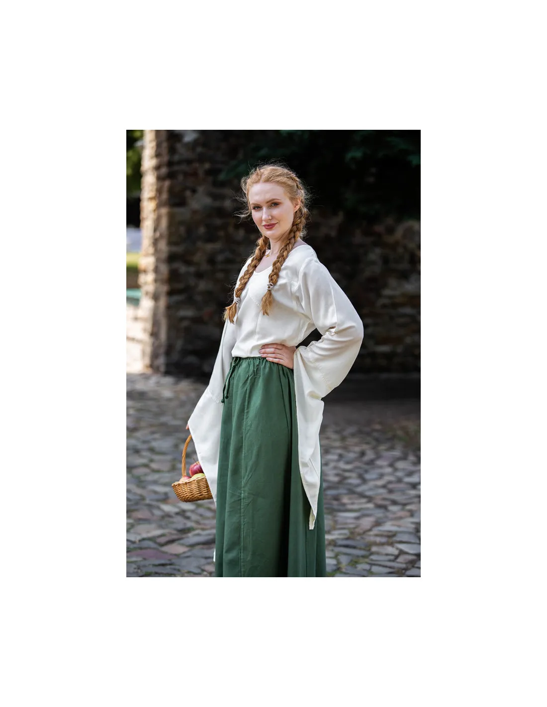 Blusa medieval mangas trompeta Irma, blanco natural