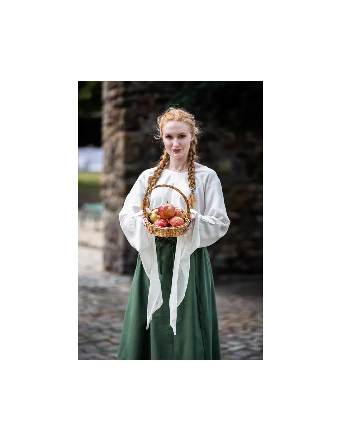 Blusa medieval mangas trompeta Irma, blanco natural