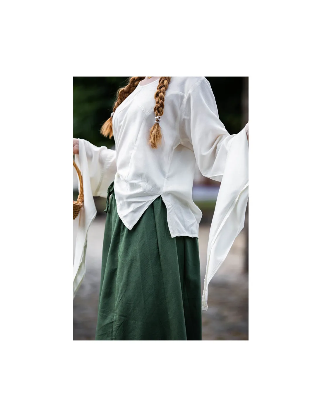 Blusa medieval mangas trompeta Irma, blanco natural