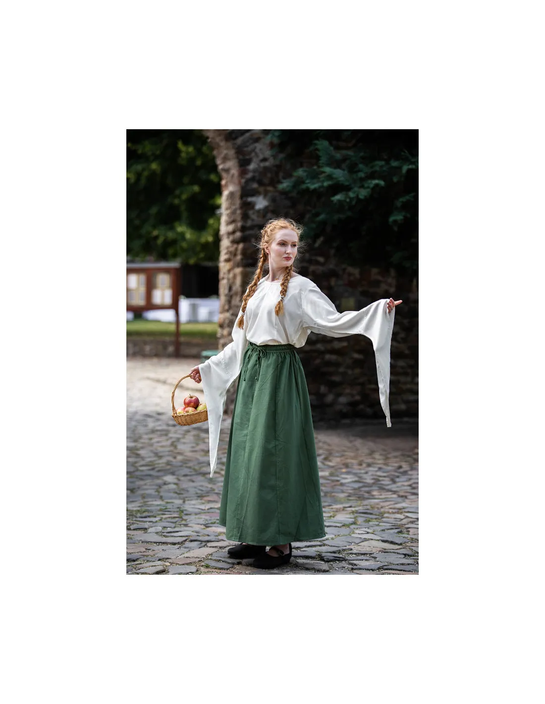Blusa medieval mangas trompeta Irma, blanco natural