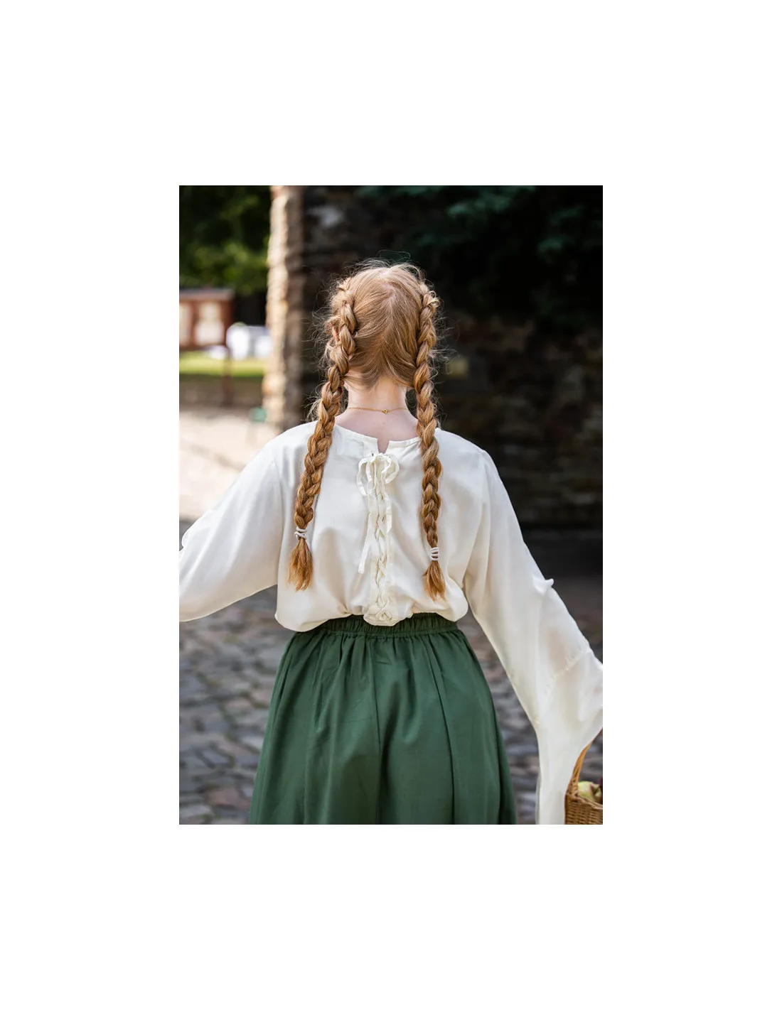 Blusa medieval mangas trompeta Irma, blanco natural