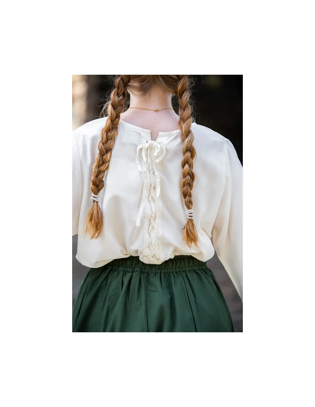 Blusa medieval mangas trompeta Irma, blanco natural