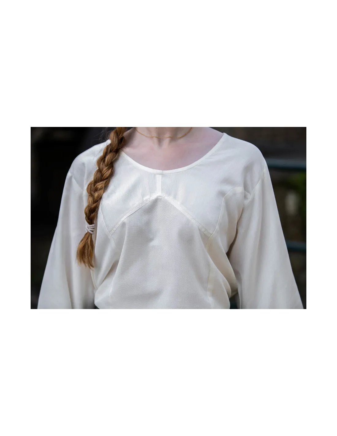 Blusa medieval mangas trompeta Irma, blanco natural