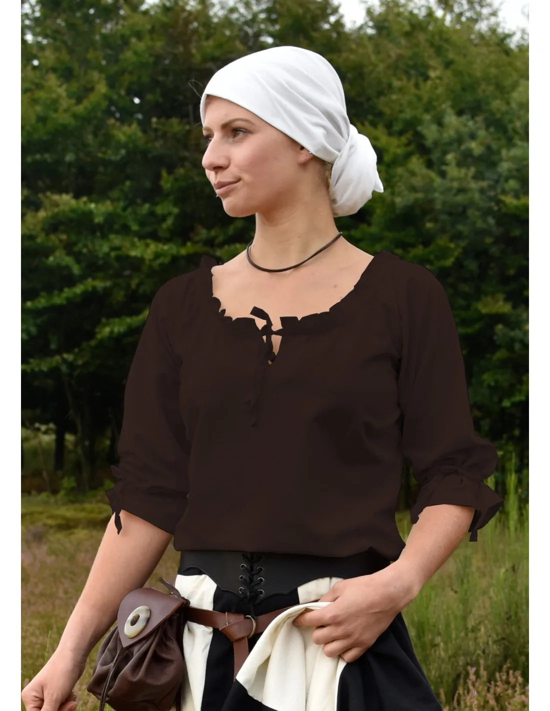 Blusa medieval mujer Birga, marrón