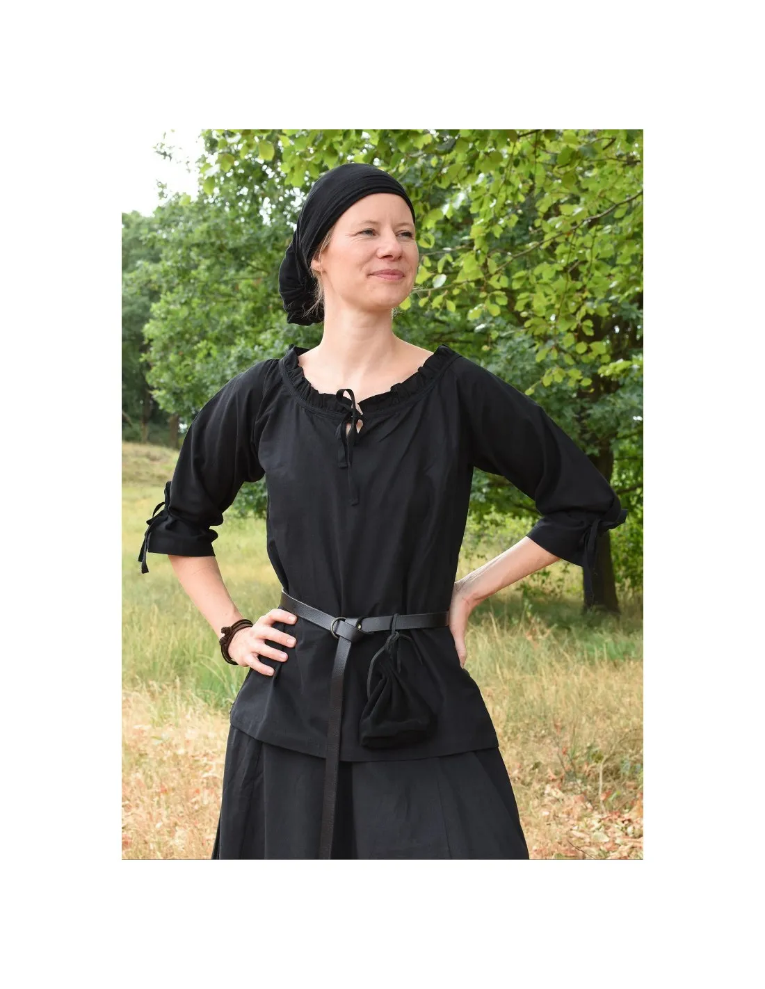 Blusa medieval mujer Birga, negro