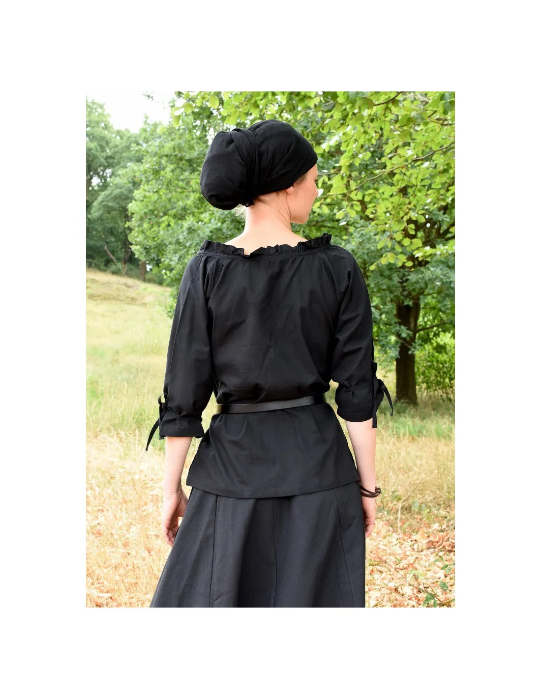Blusa medieval mujer Birga, negro