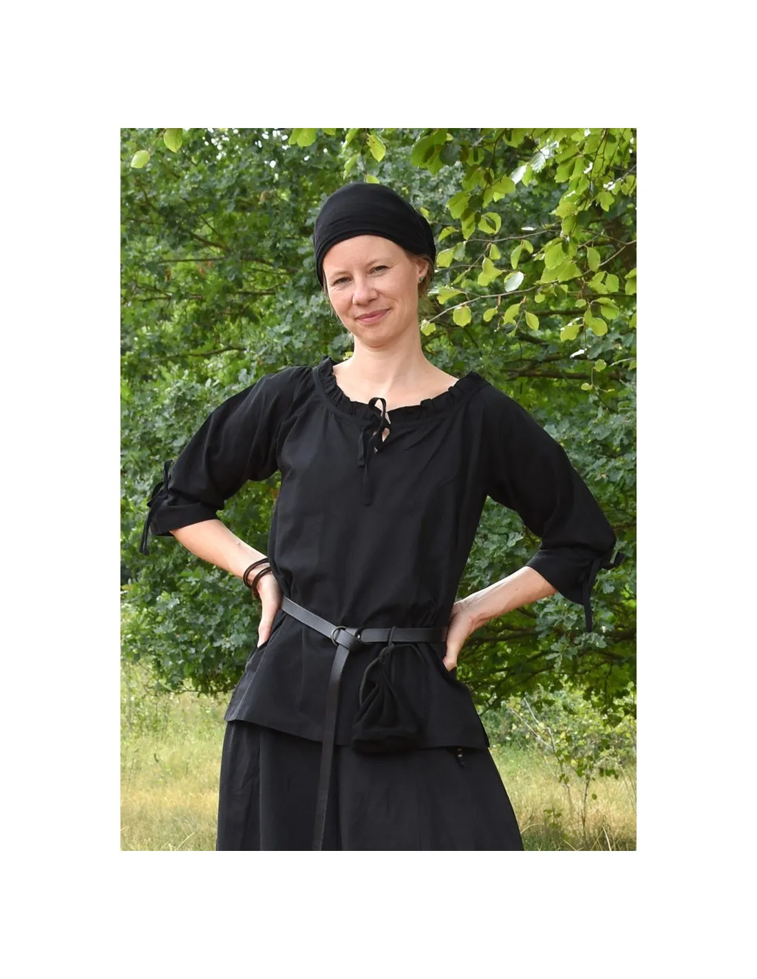 Blusa medieval mujer Birga, negro