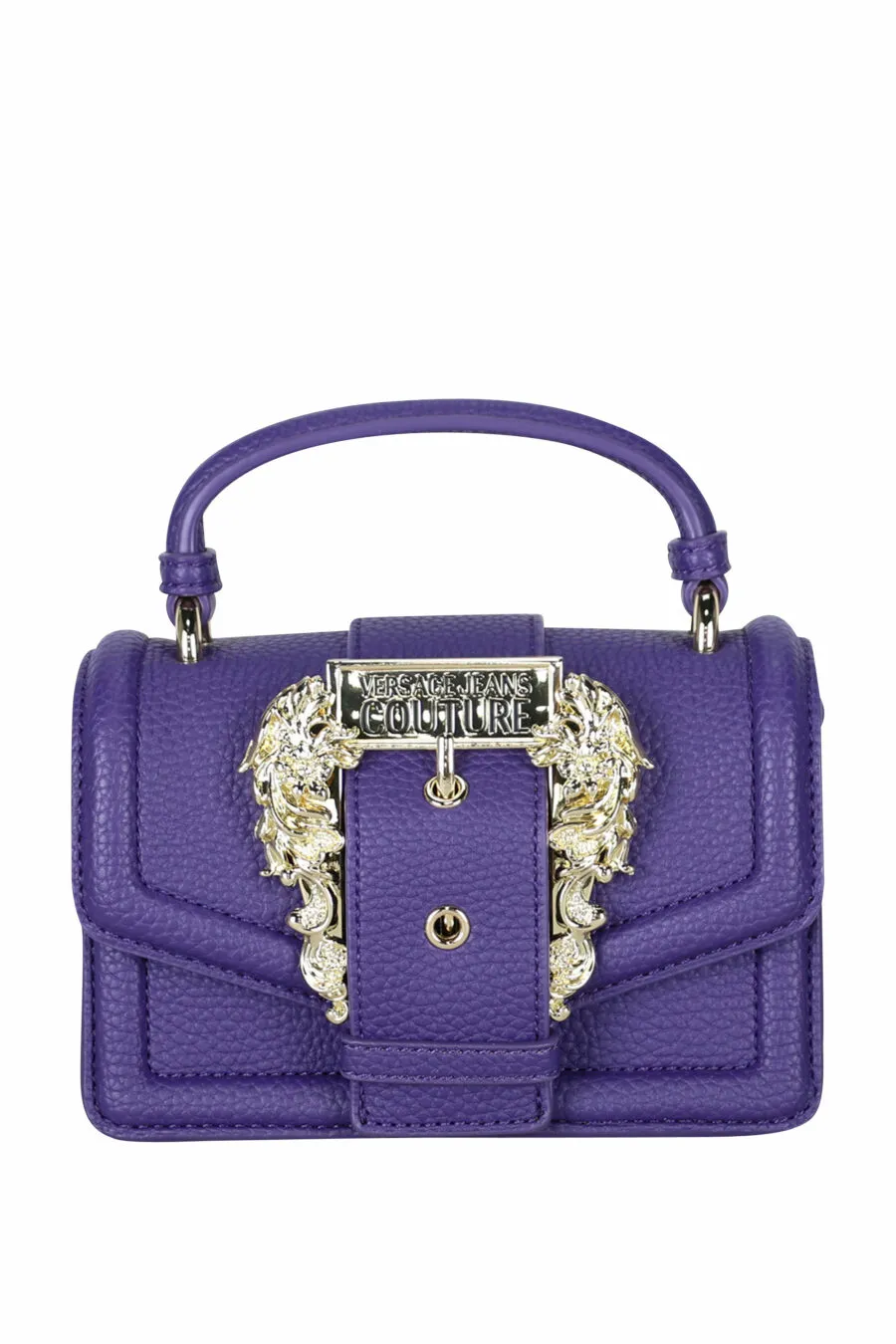 Bolso bandolera violeta con cadena y hebilla barroca