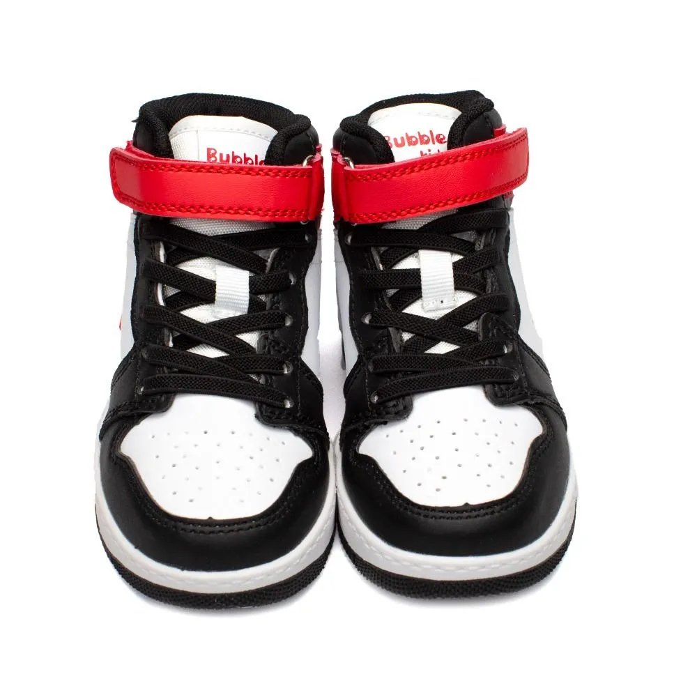 Botines Deportivos Niño Con Velcro Negro Y Rojo