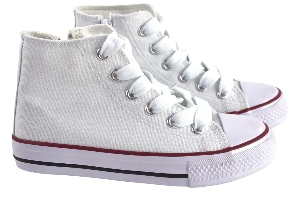 Botines Lona Niña Blanca Con Cremallera Con Cremallera