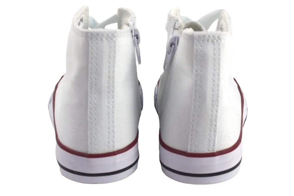 Botines Lona Niña Blanca Con Cremallera Con Cremallera