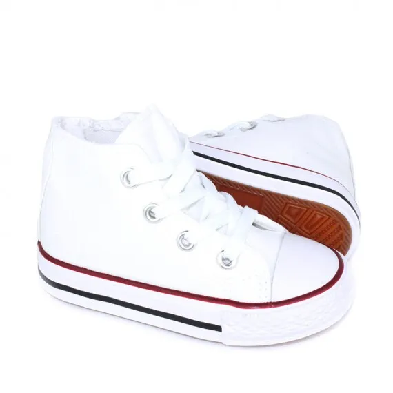 Botines Lona Niña Blanca Con Cremallera Con Cremallera