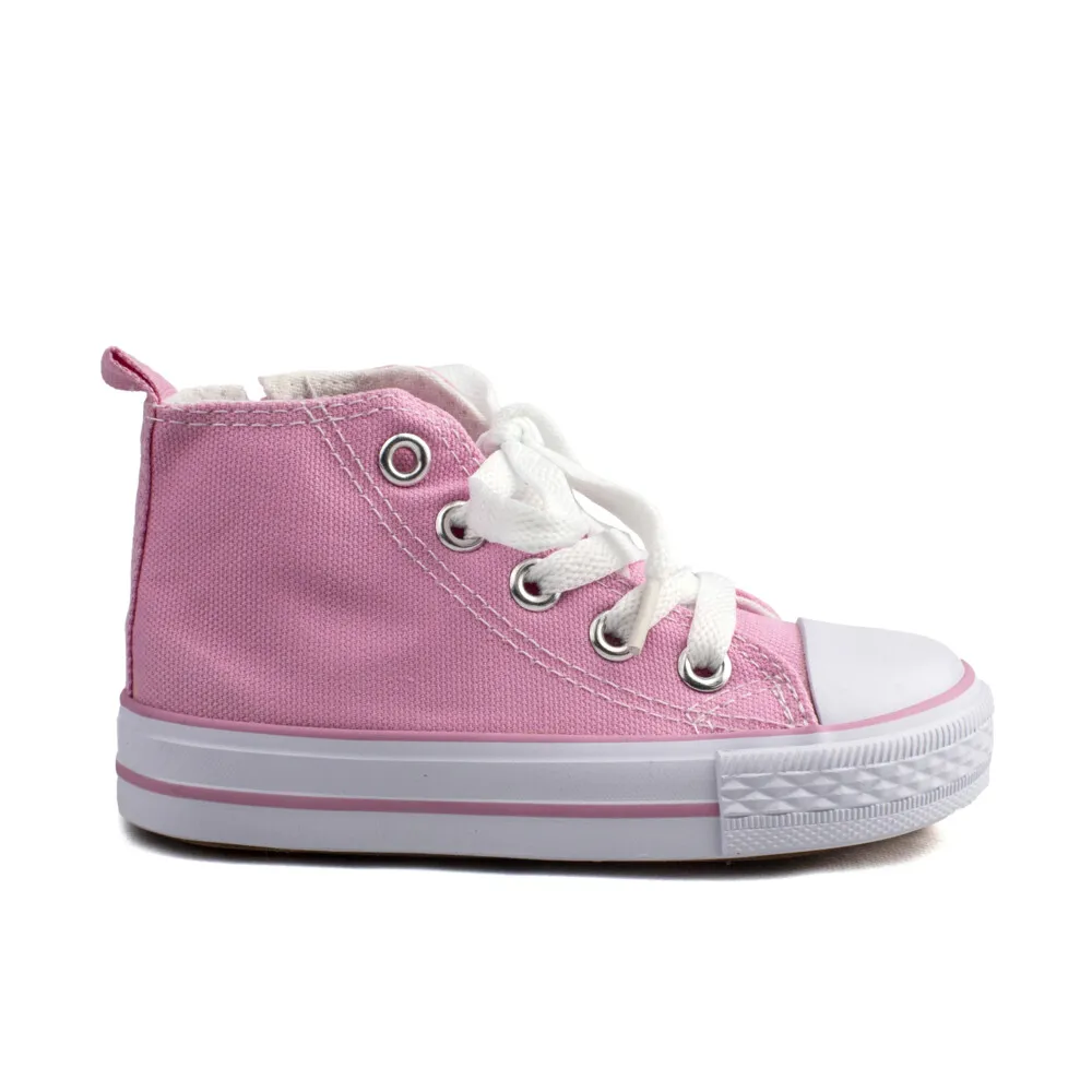 Botines Lona Niña Rosa Con cremallera