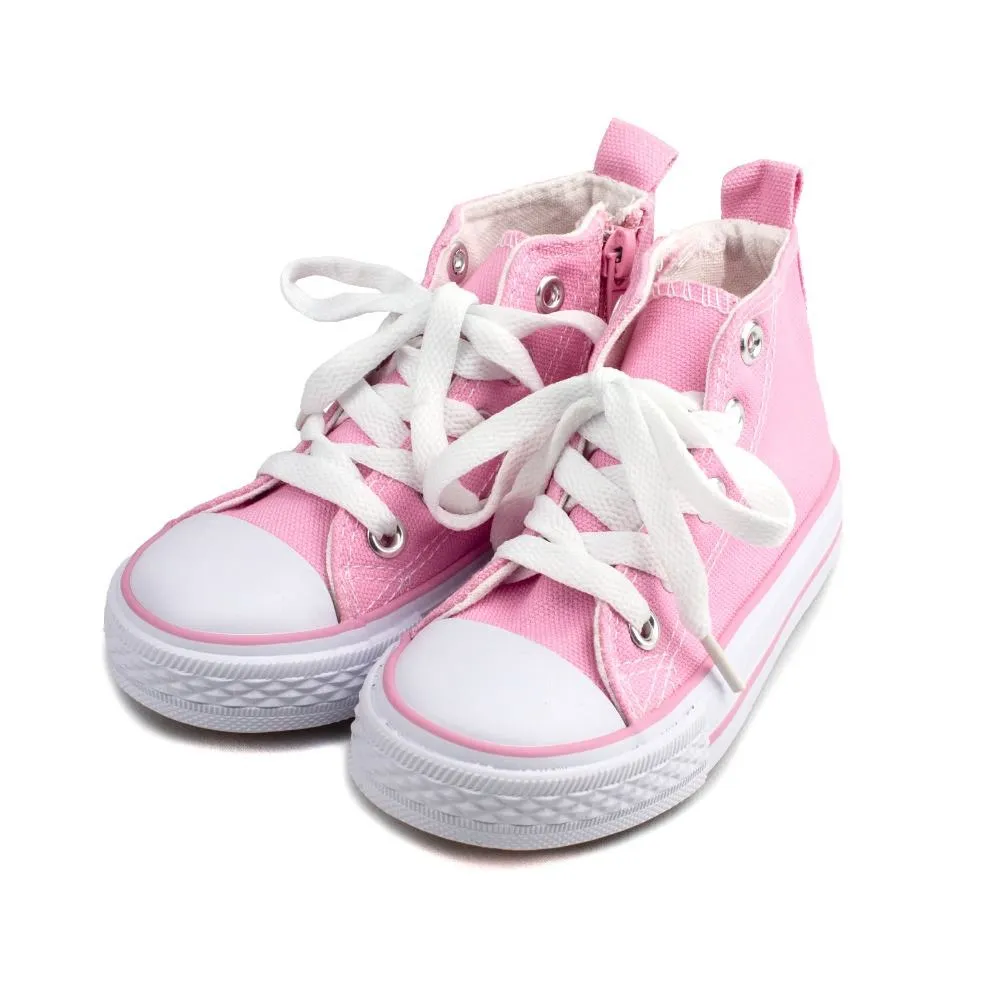 Botines Lona Niña Rosa Con cremallera