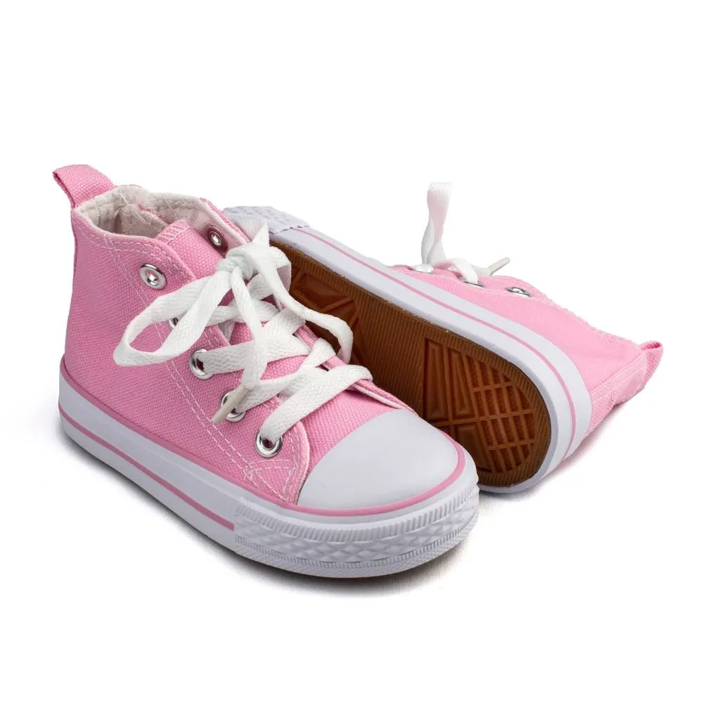 Botines Lona Niña Rosa Con cremallera