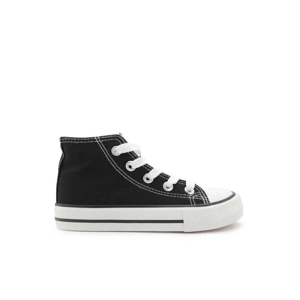 Botines Lona Niño Negras Con Cremallera