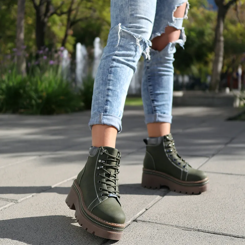 BOTíN MUJER VERDE 2219 MODA URBANOS