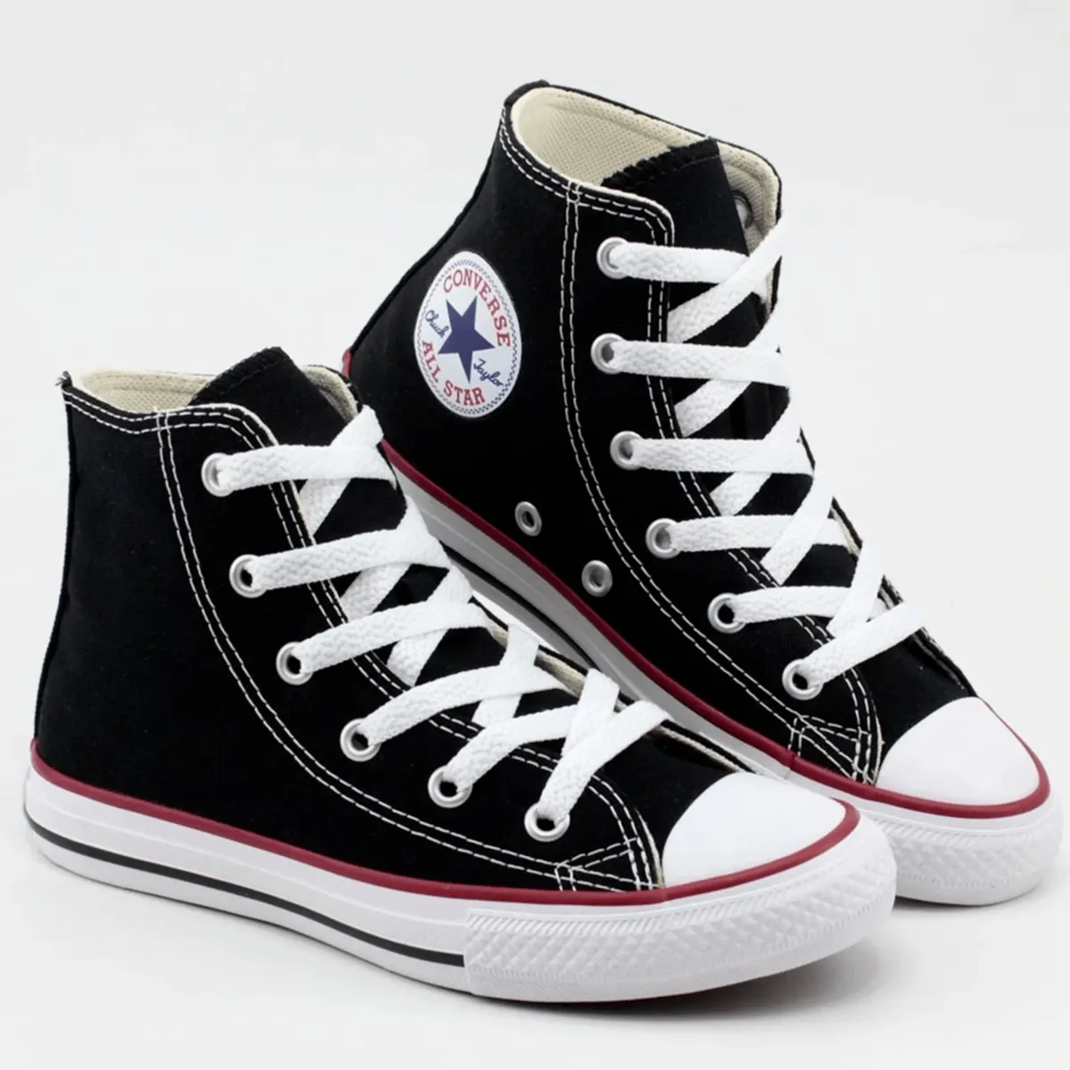 CALZADO CONVERSE INFANTIL HI NEGRO LINEA ROJA Cod:ck00040007