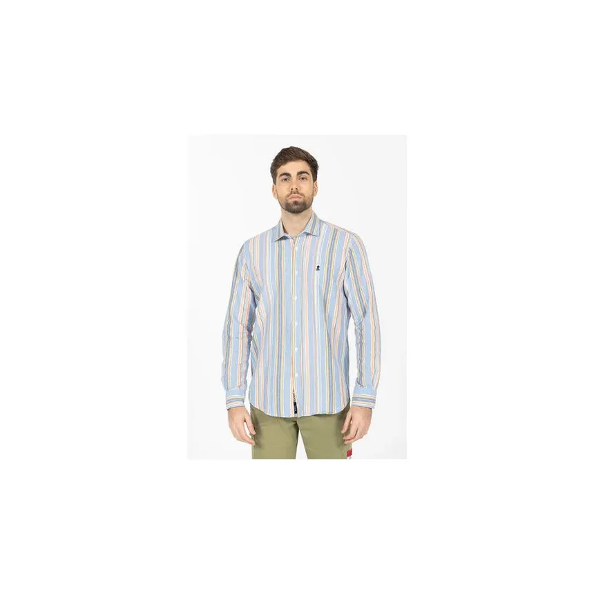 Camisa El Pulpo Rayas Multicolor Lino Para Hombre