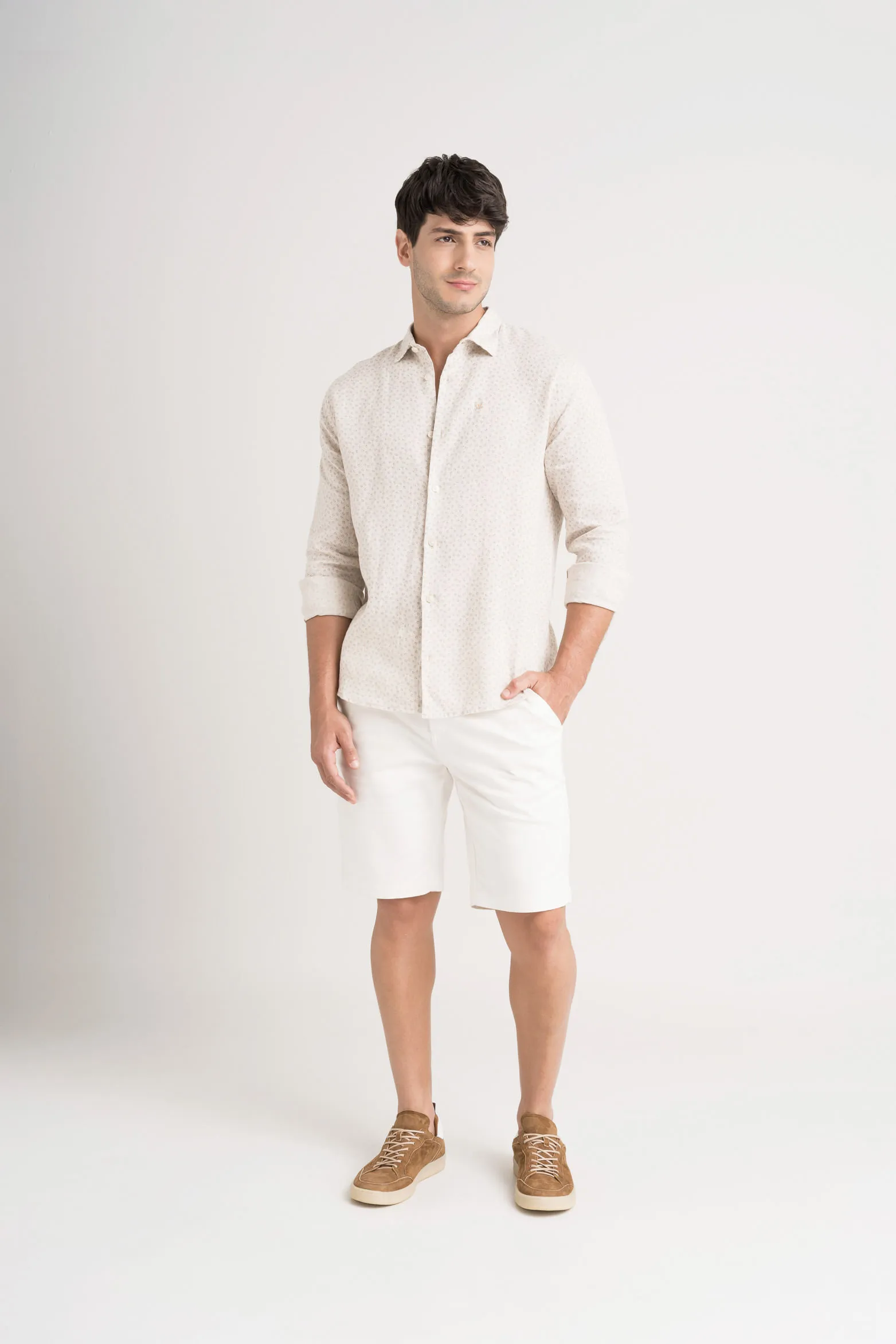 Camisa manga larga geranio en lino para hombre liviana