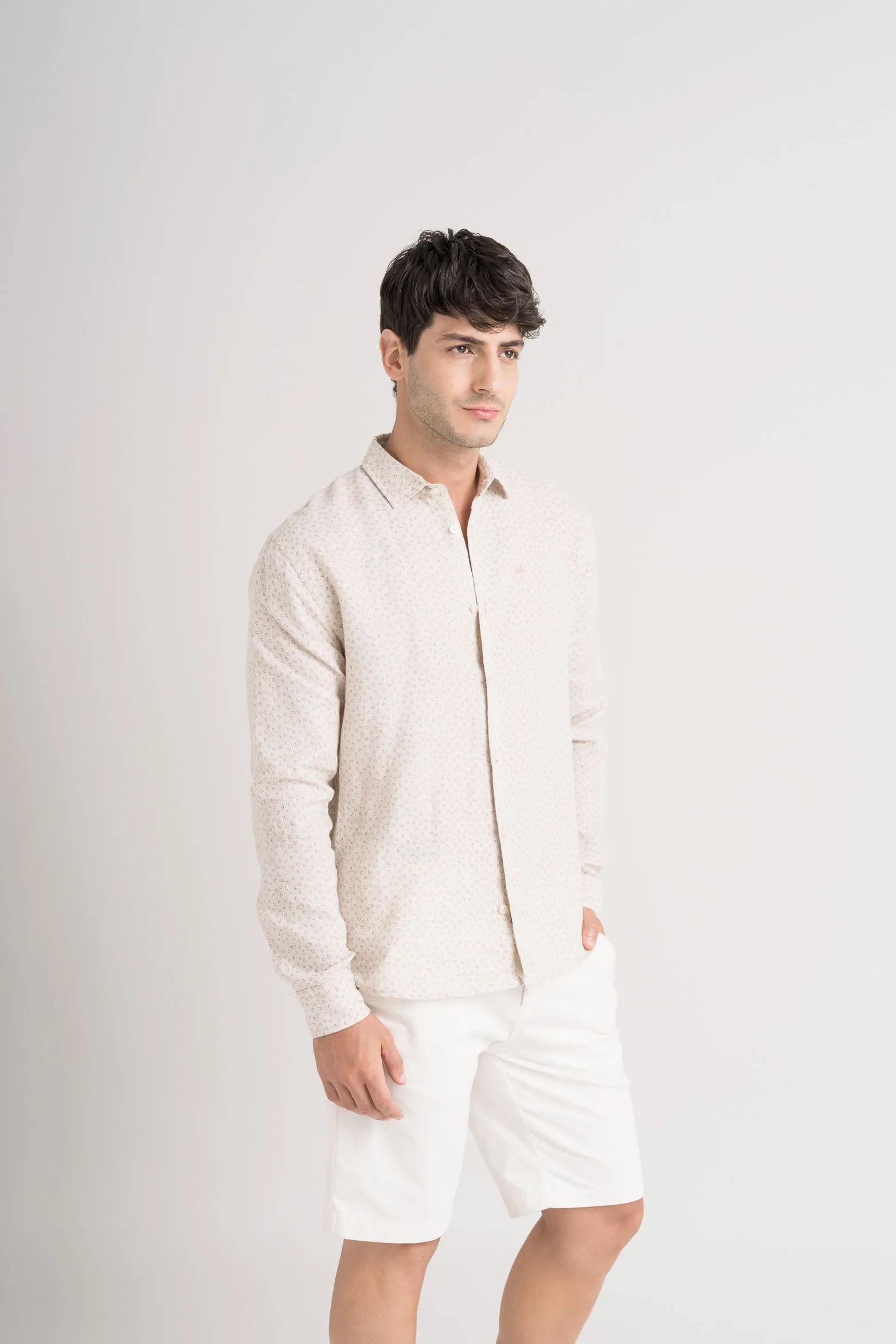 Camisa manga larga geranio en lino para hombre liviana