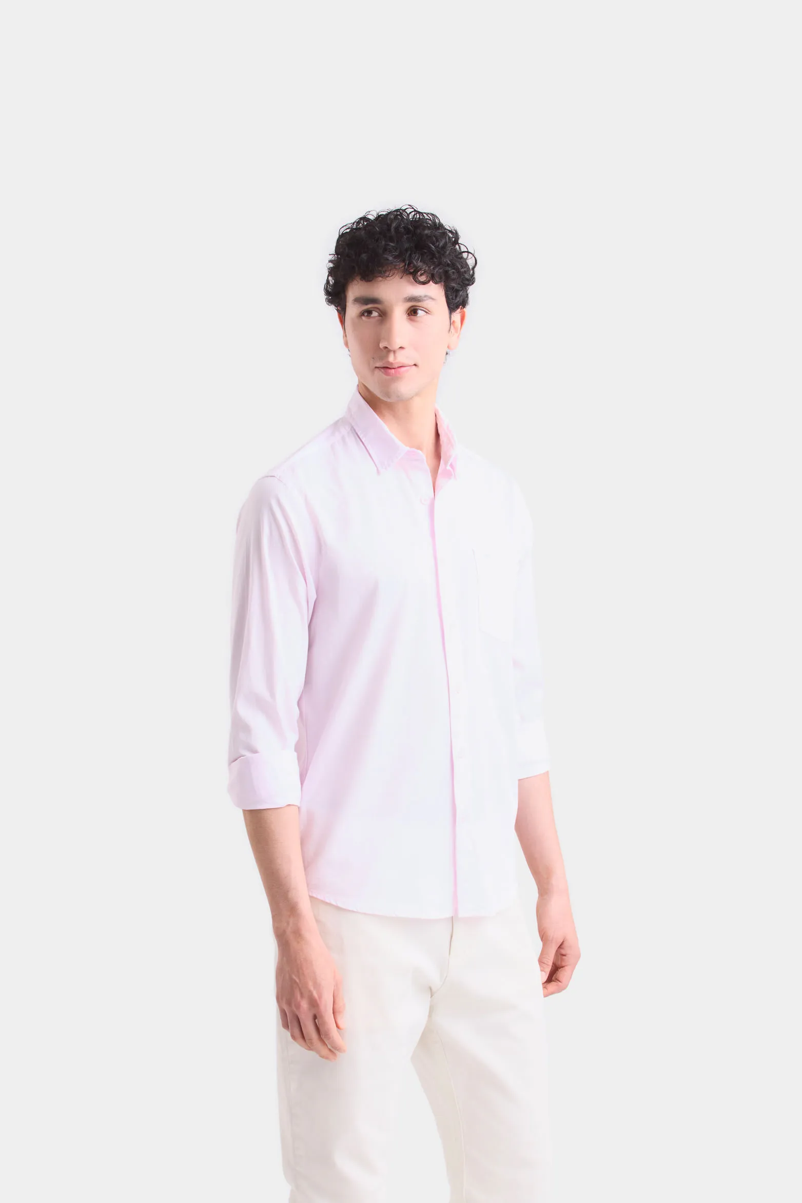 Camisa manga larga popelina para hombre cuello camisero clásico