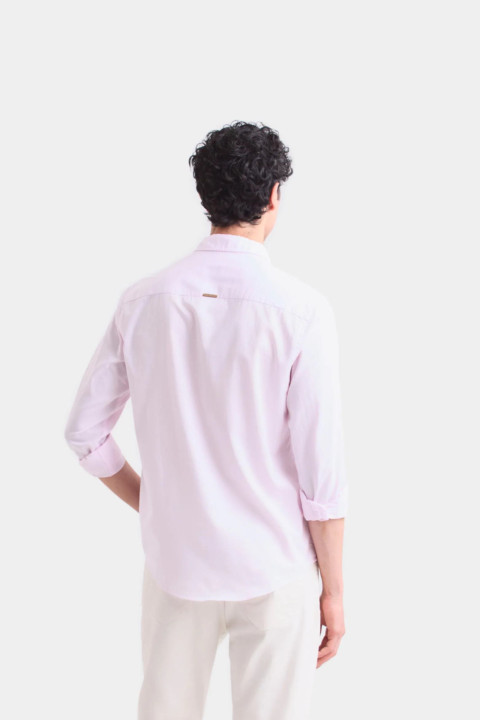 Camisa manga larga popelina para hombre cuello camisero clásico