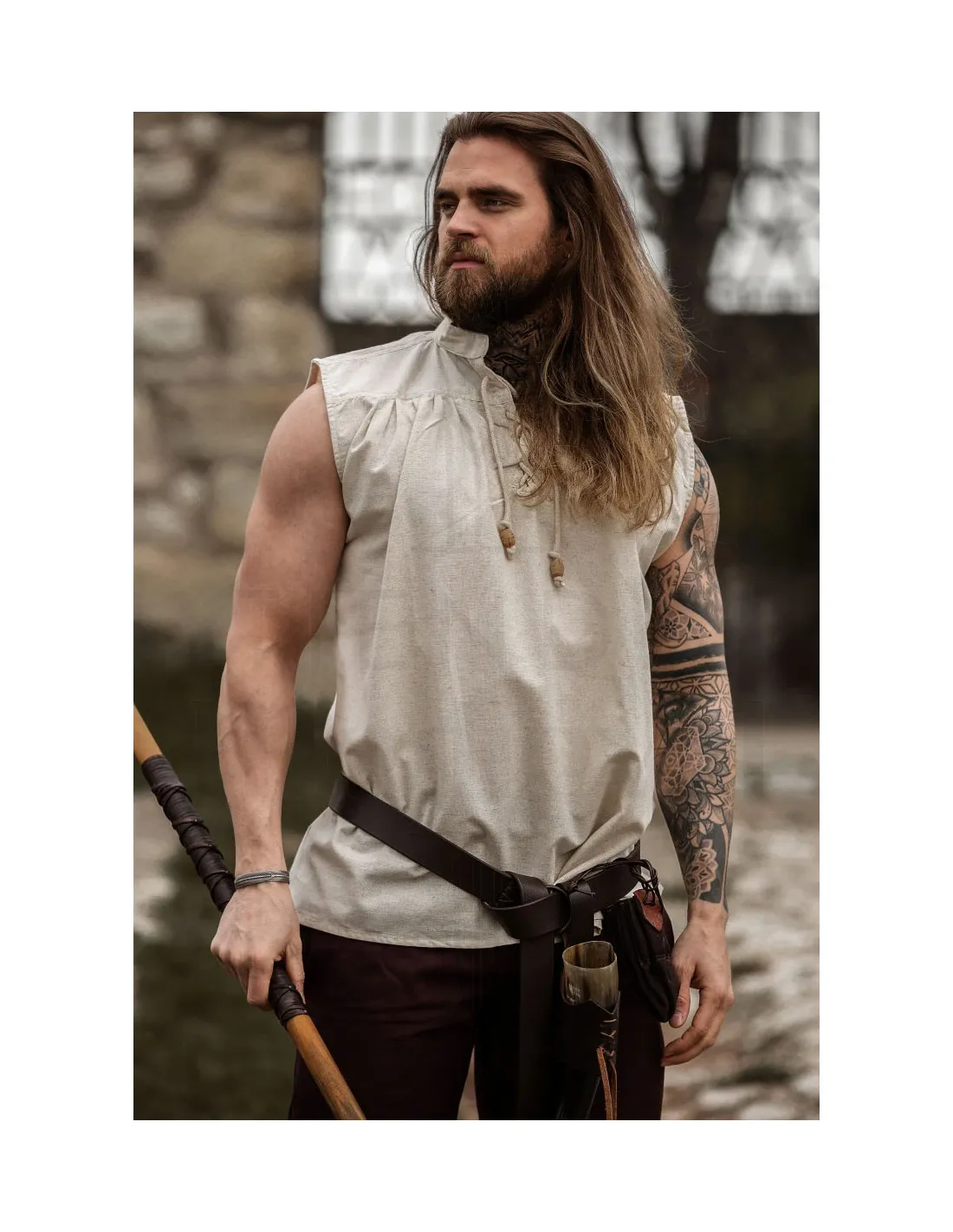 Camisa medieval natural sin mangas